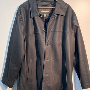 Vintage Eddie Bauer Pebbled Leather button down Coat